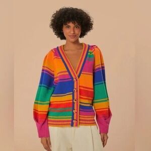NWT Farm Rio Bold Stripes Knit Cardigan Sweater S